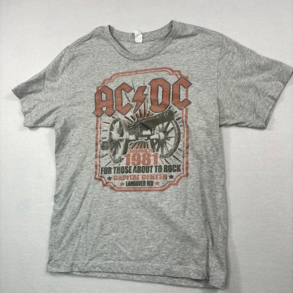AC/DC For Those About to Rock 1981 Graphic T-Shirt Gray Alternative Small